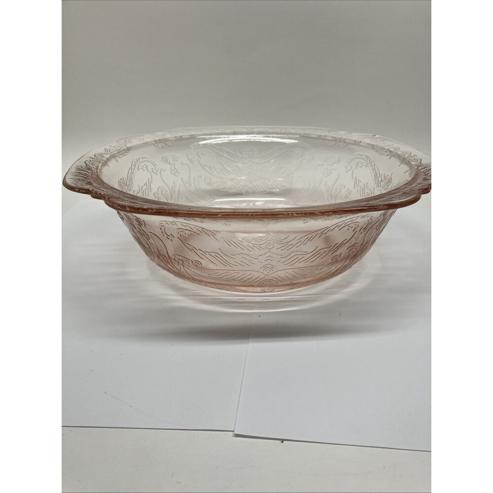 Vintage Federal Glass Madrid Pink Depression Glass 9 3/8" Square Serving Bowl